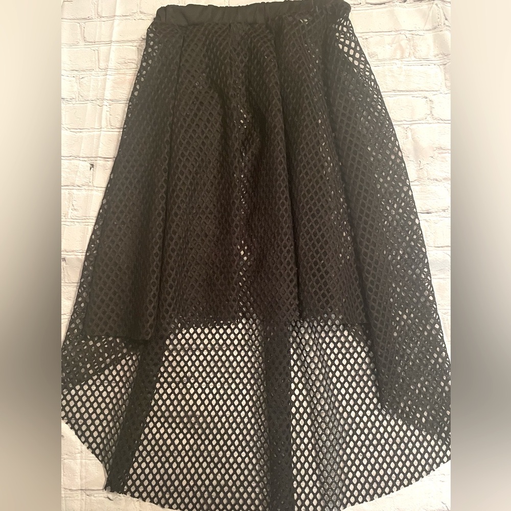 Hi-lo black mesh skirt